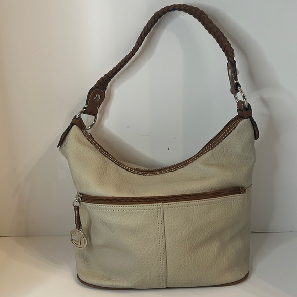 CL BEIGE AND BROWN LEATHER HAND BAG - Picture 2 of 16